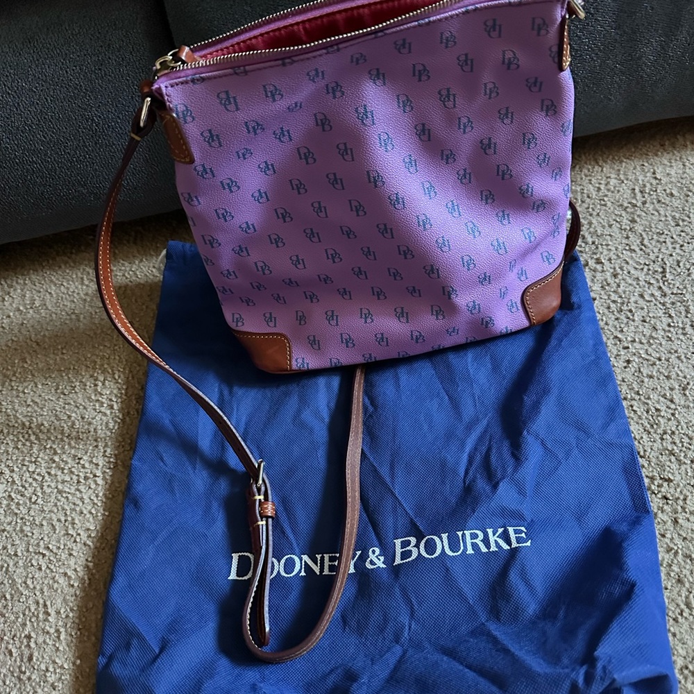 Dooney & Bourke lavender and blue canvas pocketbook